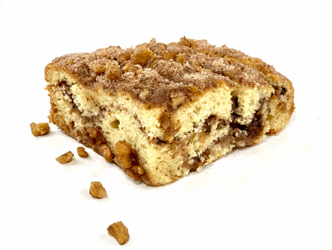 Coffee Cake - German - Single cut of a german coffee cake with walnuts sprinkled - Linda's Kitchen