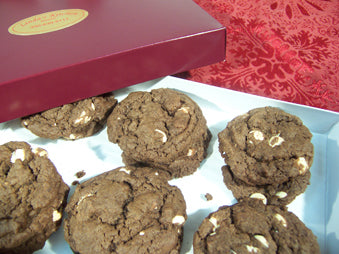 Double choclate cookies inside a box