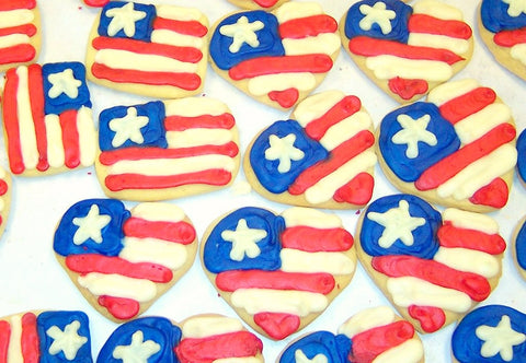 Patriotic Cut Out Cookies Just Flags and Hearts