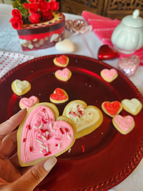 Iced Buttercream Cut Out Cookies - Valentine - Hand Made